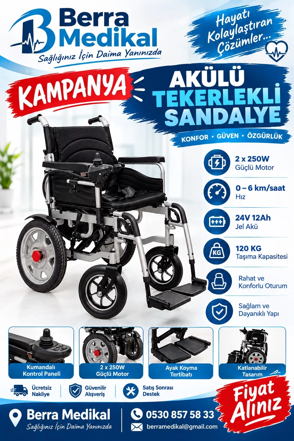 AKÜLÜ TEKERLEKLİ SANDALYE 