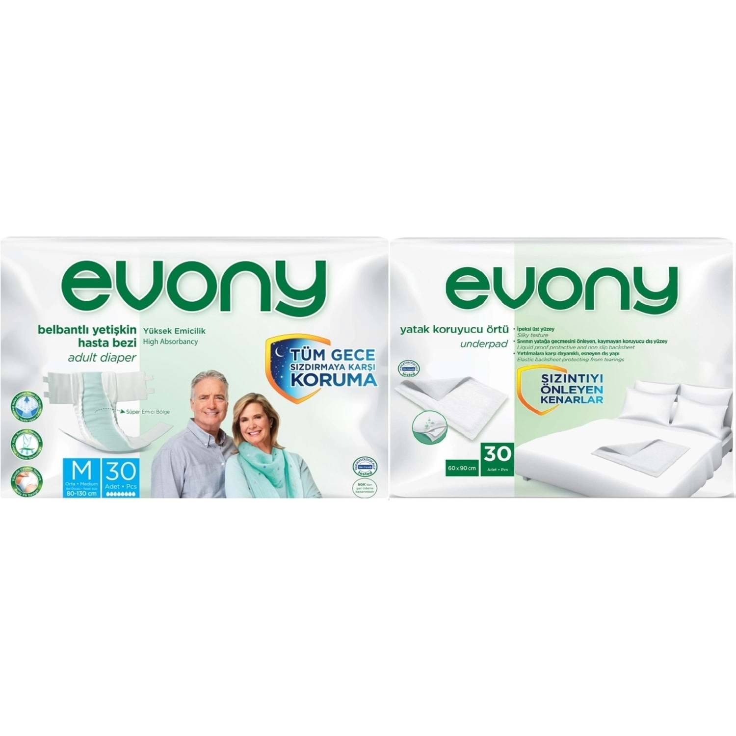 Evony Belbantlı Hasta Bezi Medium 30 Lu