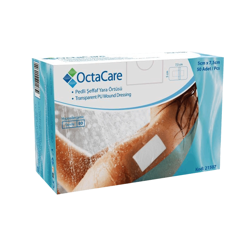 Octacare Şeffaf PU Film Yara Örtüsü5cmx7,5cm 10'lu