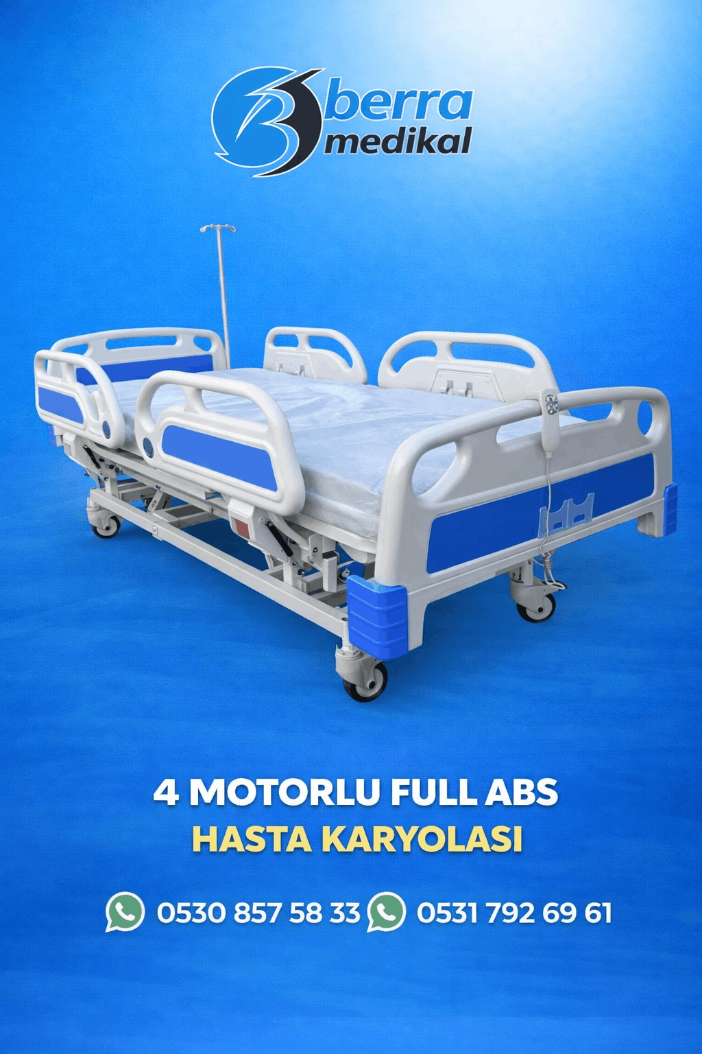 Hasta Karyolası 4 Motorlu Asansörlü Full ABS