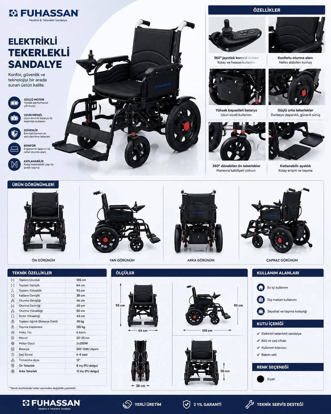 FUHASSAN FH E310B AKÜLÜ TEKERLEKLİ SANDALYE