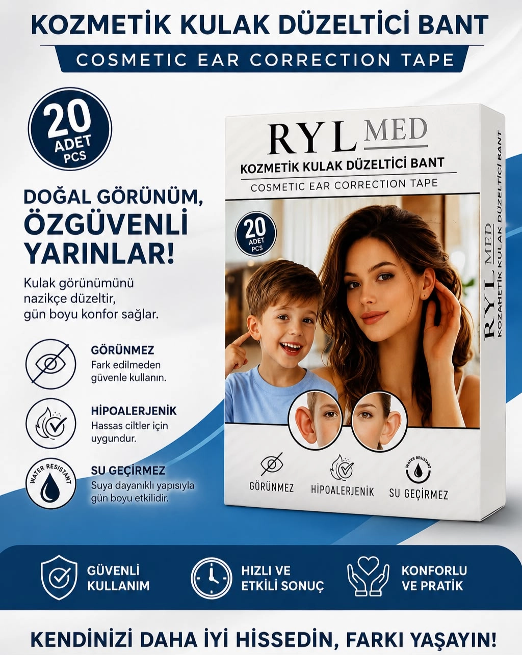 Silikon Kepçe Kulak Bandı 20 li